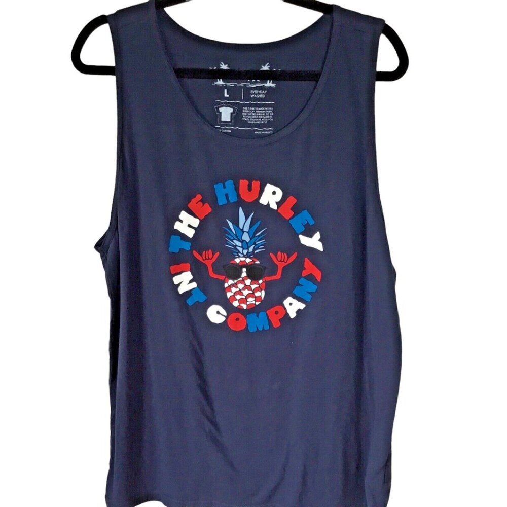 Hurley Everyday Washed Pineapple Shaka Tank Top Blue Men's SMALL BRAND-NEW